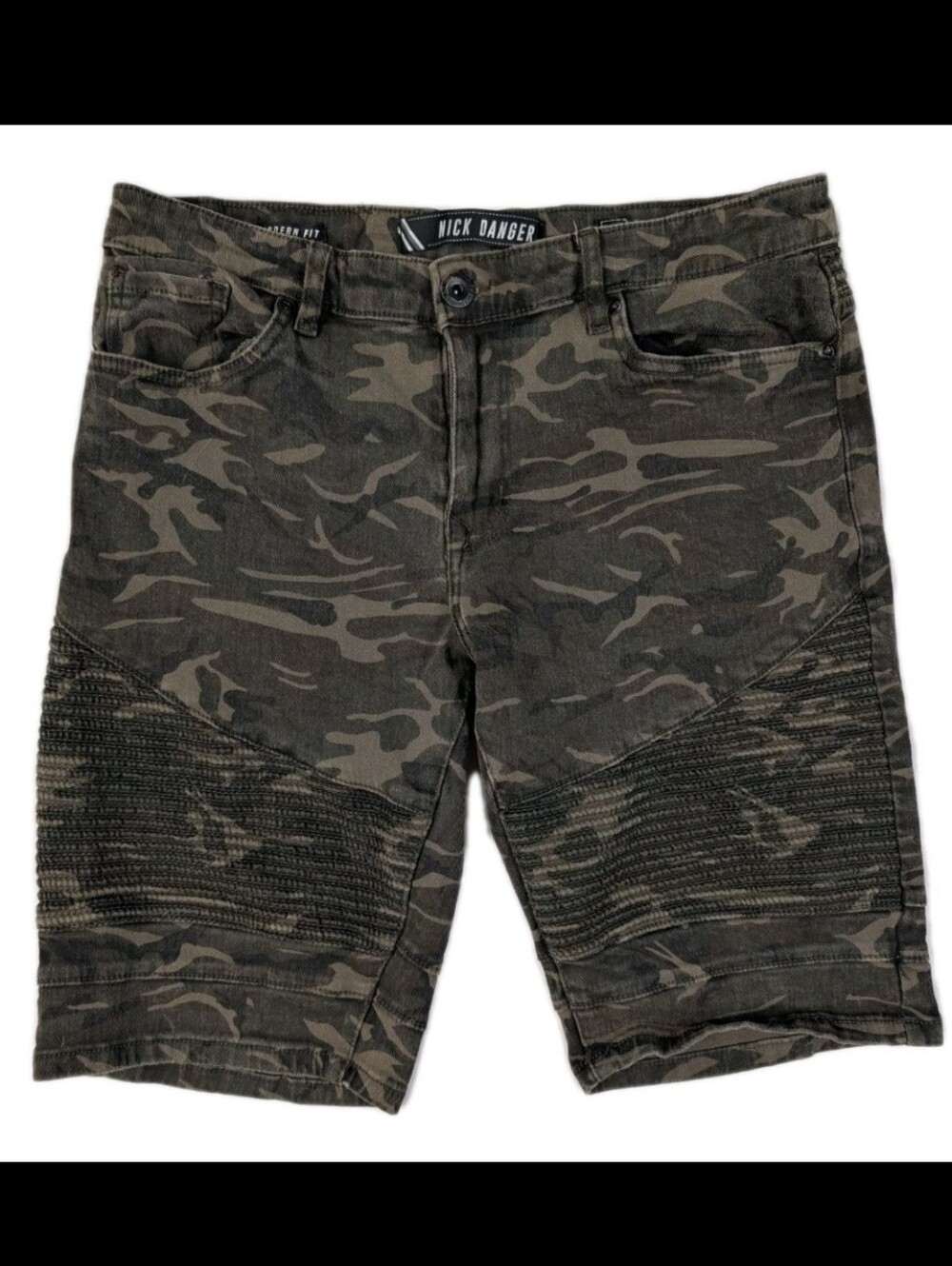 Nick Danger Mens 32 Shorts Camo Modern Fit Moto Biker Camouflage Cotton Blend